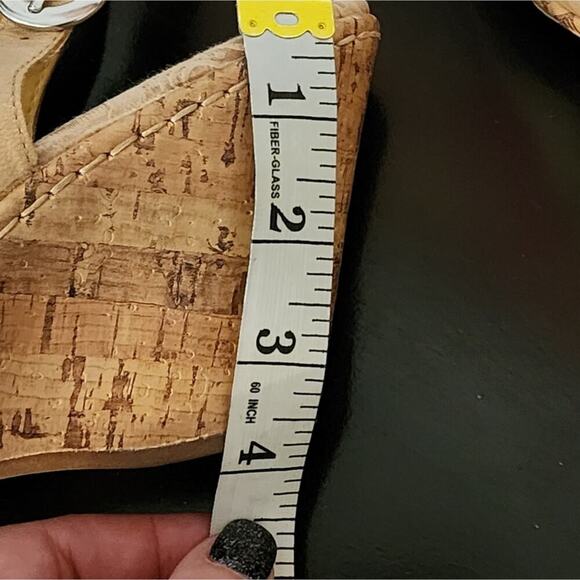 Born b.o.c Gold Floral Slingback Wedge Sandals Comfort Cork Heel Shoes‎ Size 10 - Picture 7 of 12